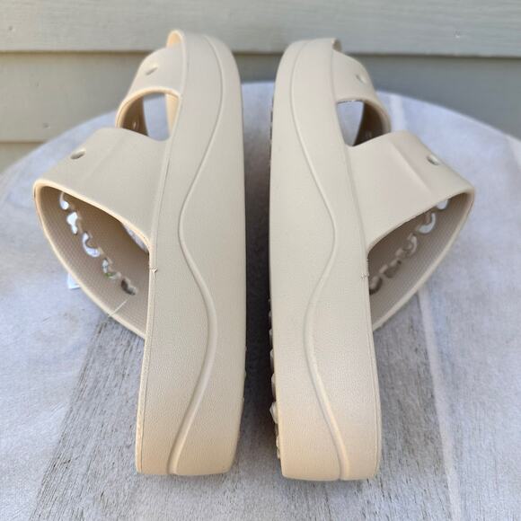 Crocs Baya Platform Womens Double Strap Slides Size 10 Chai Tan Beige Sandal New - Picture 13 of 13